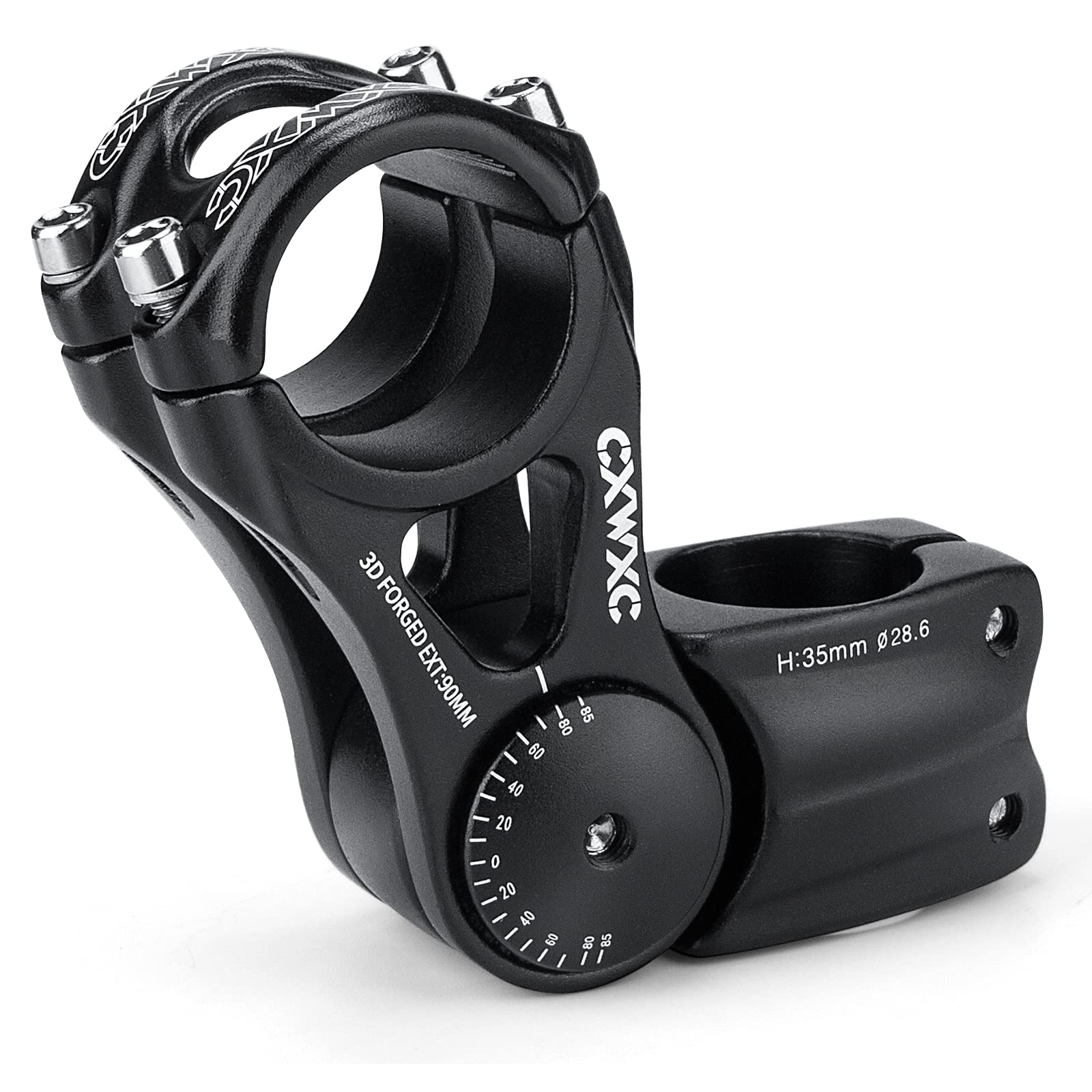 CXWXC Adjustable MTB Stem 31.8mm 70 Degree - 90/110/145mm Bike Stem Riser for Handlebar - Aluminum Alloy Mountain Bike Handlebar Riser Extender for MTB Road City Bike Bicycle