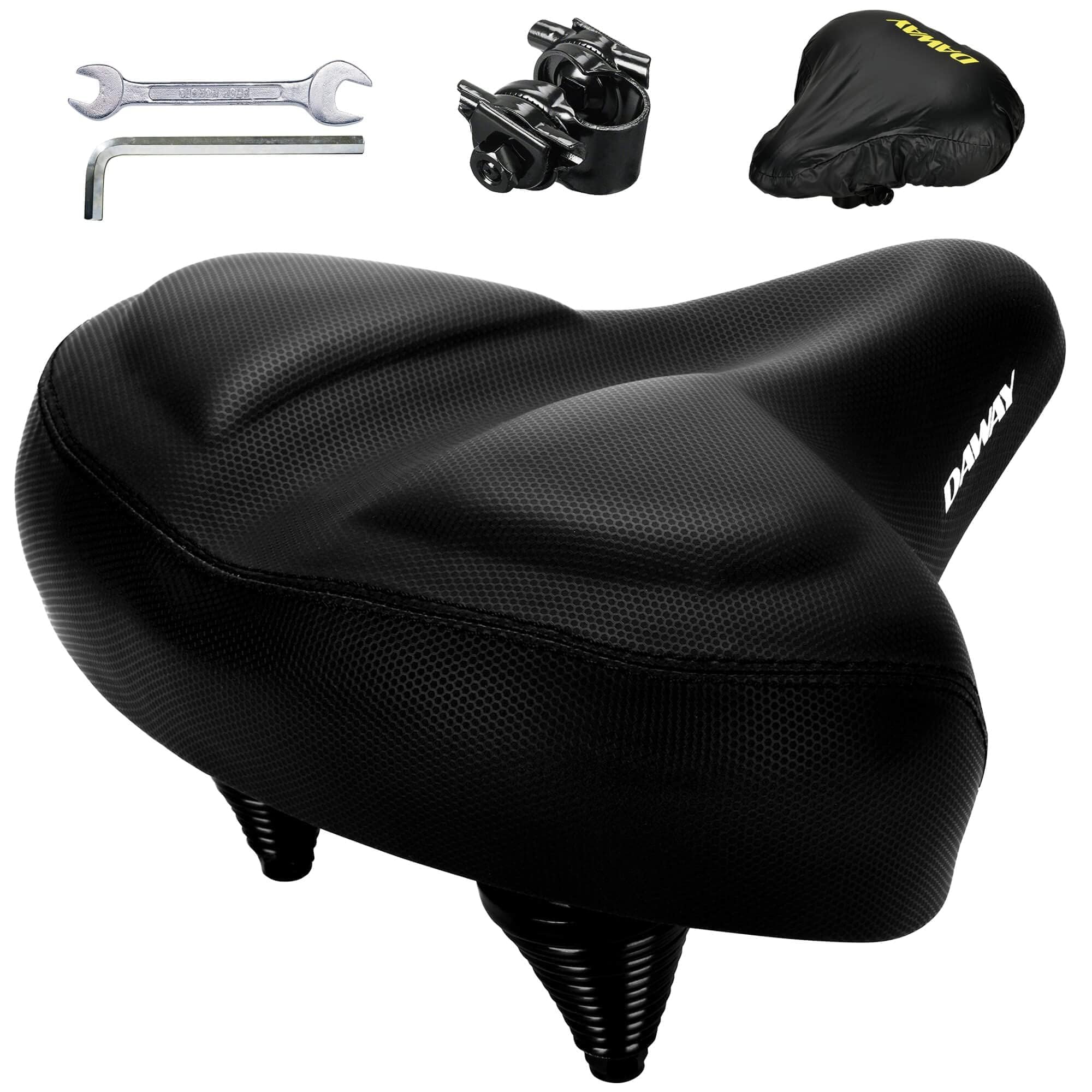 DAWAY C40 Ultra Comfortable Oversized Bike Seat - Memory Foam Padded, Extra Wide Bicycle Saddle, Ergonomic Replacement Cushion for Men Women - Fits for Peloton, Cruiser, Mountain, Road, Exercise Bikes
