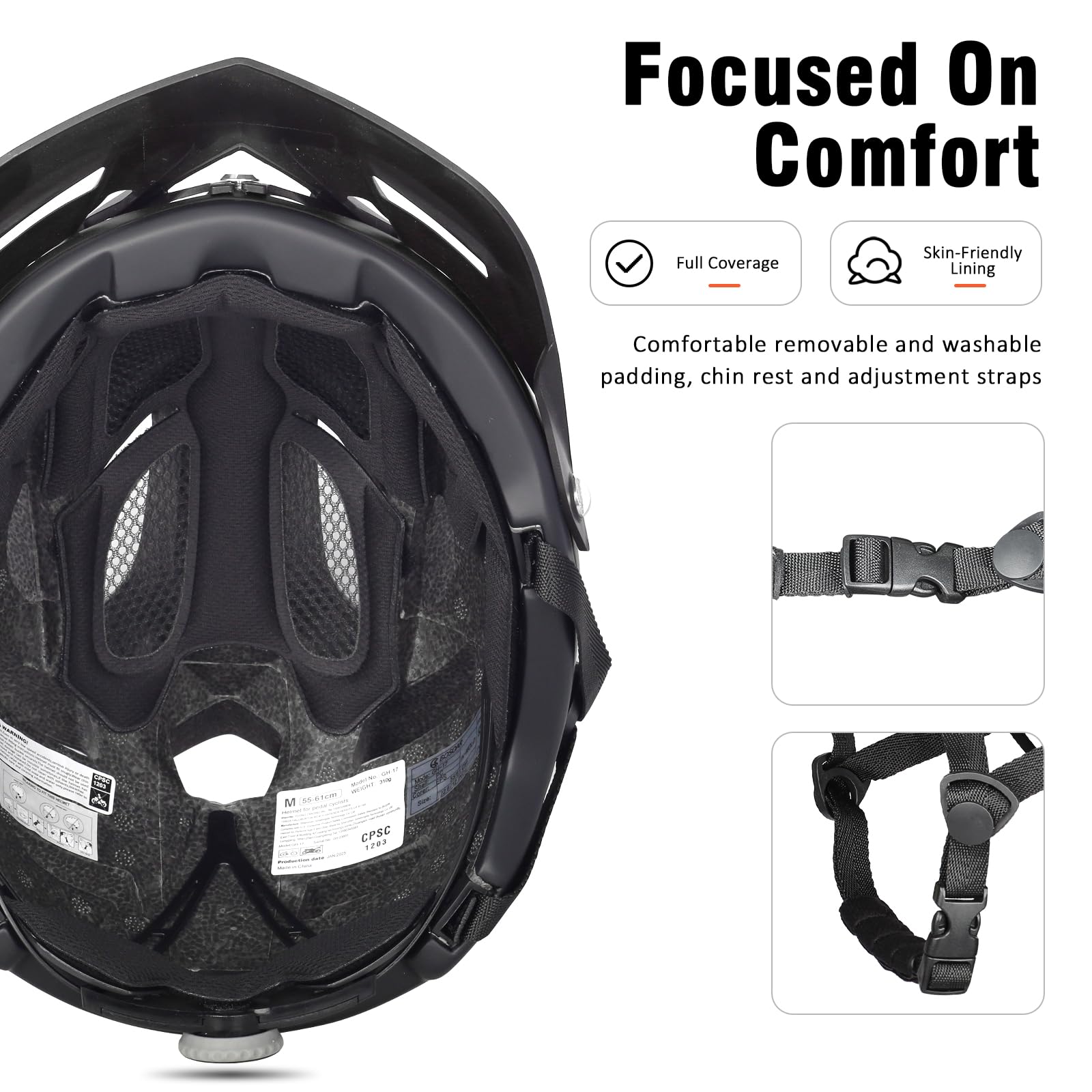 Bosoar Mountain Bike Helmet for Adult Men Women,Fit 55-61 Cm