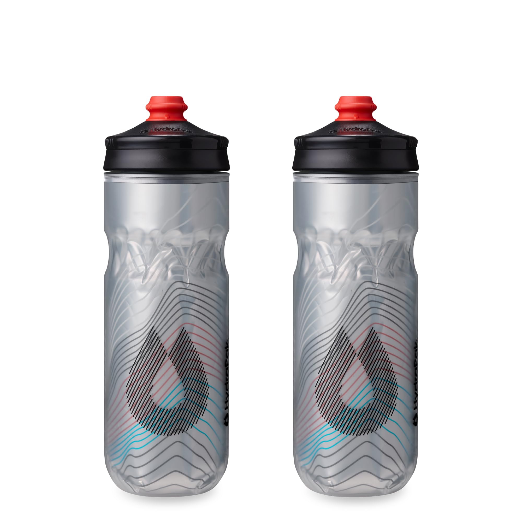 HydraPak | Polar Bottle - Polar Surge Insulated Bike Water Bottle 2-Pack - High Flow, Cycling & Sports Squeeze Bottle (Ascent Black, 700ml / 24oz)