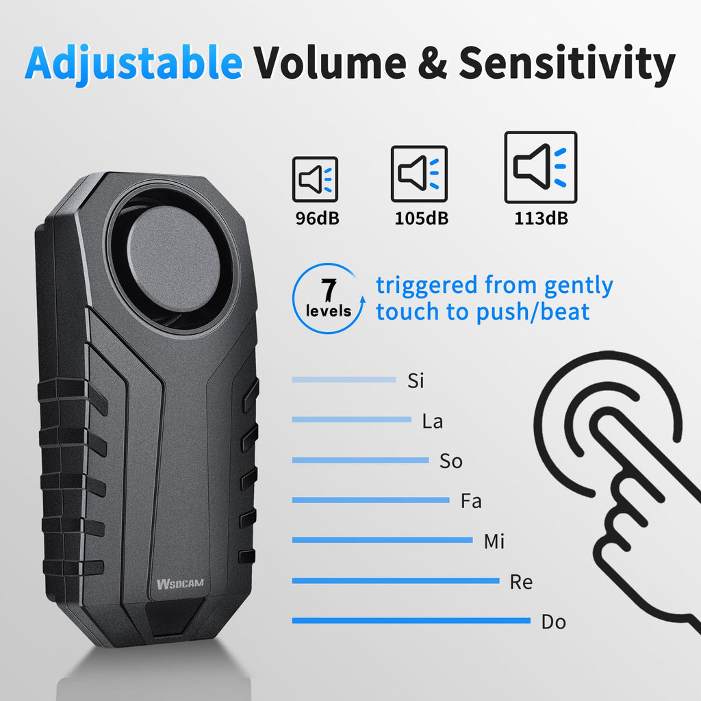 WSDCAM Bike Alarm with Remote 2 Pack, 113dB Wireless Anti-Theft Vibration Motorcycle Bicycle Alarm Vehicle Security Alarm System