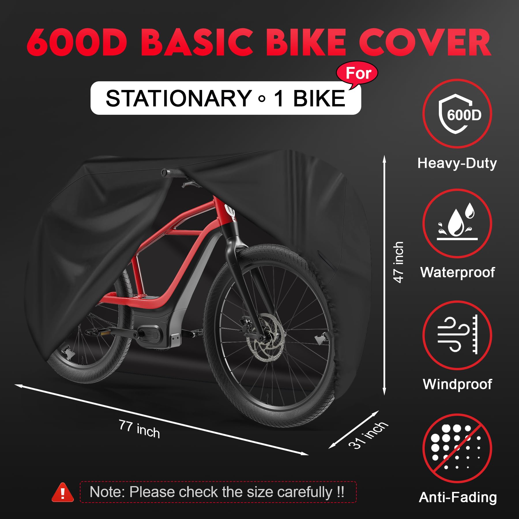 Zettum Bike Cover - 600D Bike Cover Outdoor Storage Waterproof & Heavy Duty, Premium Bicycle Covers for eBike, Mountain Bike, Road Bike, Hybrid Bike, Beach Cruiser Bike, Scooter, and More