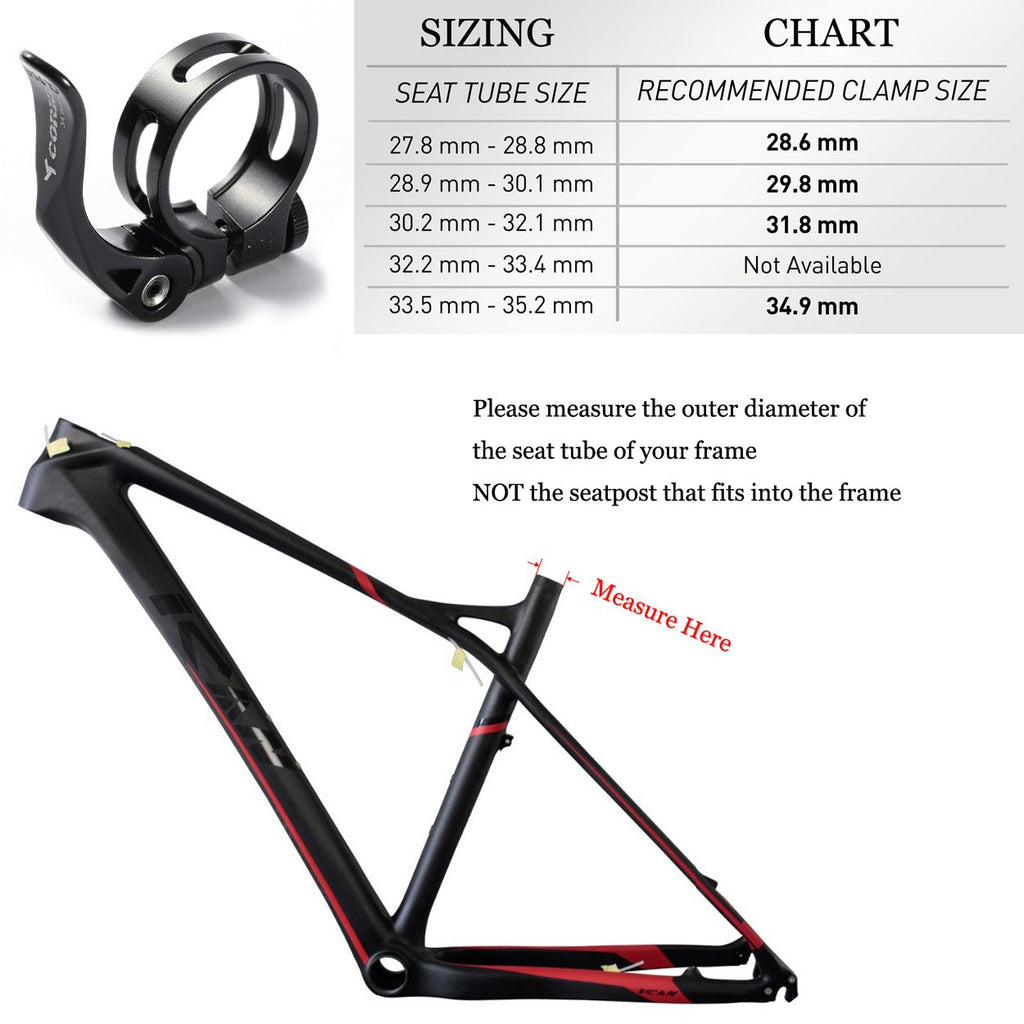 Corki Quick Release Bicycle Seatpost Clamp Sandblasting Anodised Aluminum Alloy 28.6MM/31.8MM/34.9MM Black/Red/Blue KC89
