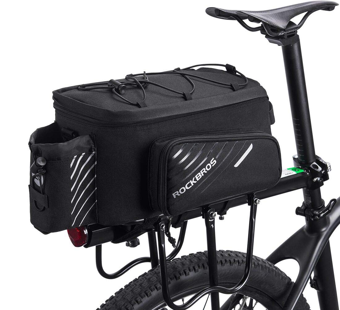 ROCKBROS 15L Bike Rear Rack Bag Shoulder Pannier Trunk Bag with Rain Cover