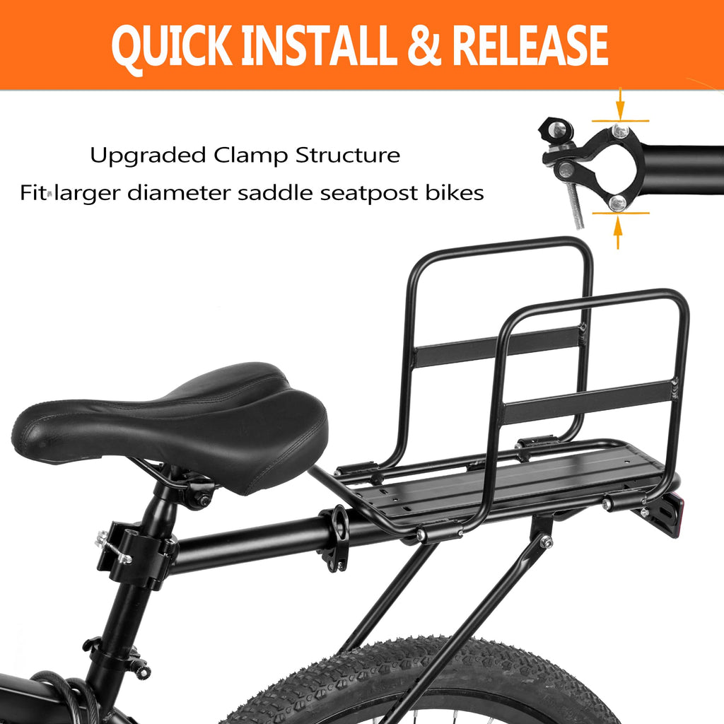 YONTUO Foldable Wide Wings Bike Cargo Rack, Quick Release, Universal, Large Capacity, Height Adjustable Fit 24'-29'
