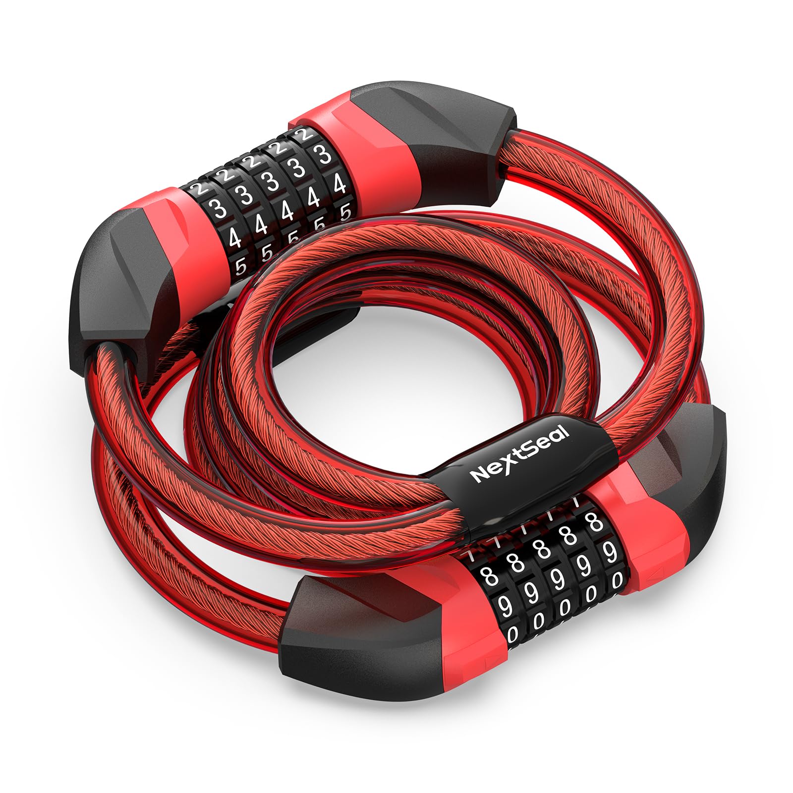 NextSeal Electric Scooter Lock, Bike Lock with 5-Digit Combination, 12MM Dual Cable Locks, Security 41.3inch Feet Bicycle Lock Anti Theft for Scooter, Bicycle, E-Bike, Electric Scooter Accessories