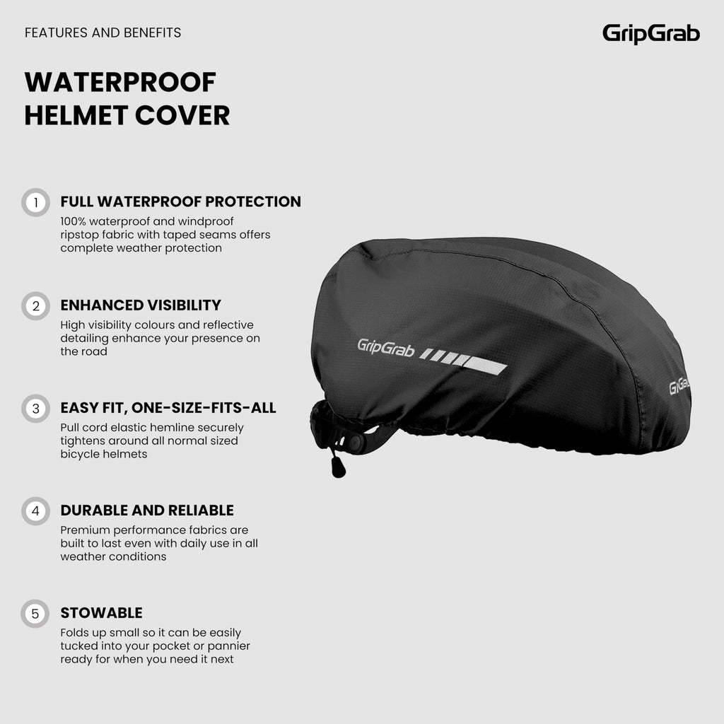 GripGrab Cycling Helmet Cover Waterproof High-Visibility Reflective Rain