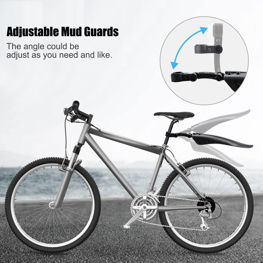 Cooryda Bike Mudguard Set, Adjustable Bicycle Mudguards - Front and Rear Mud Flaps for MTB, Road Bike - Fits 24/26/27.5 inch Wheels