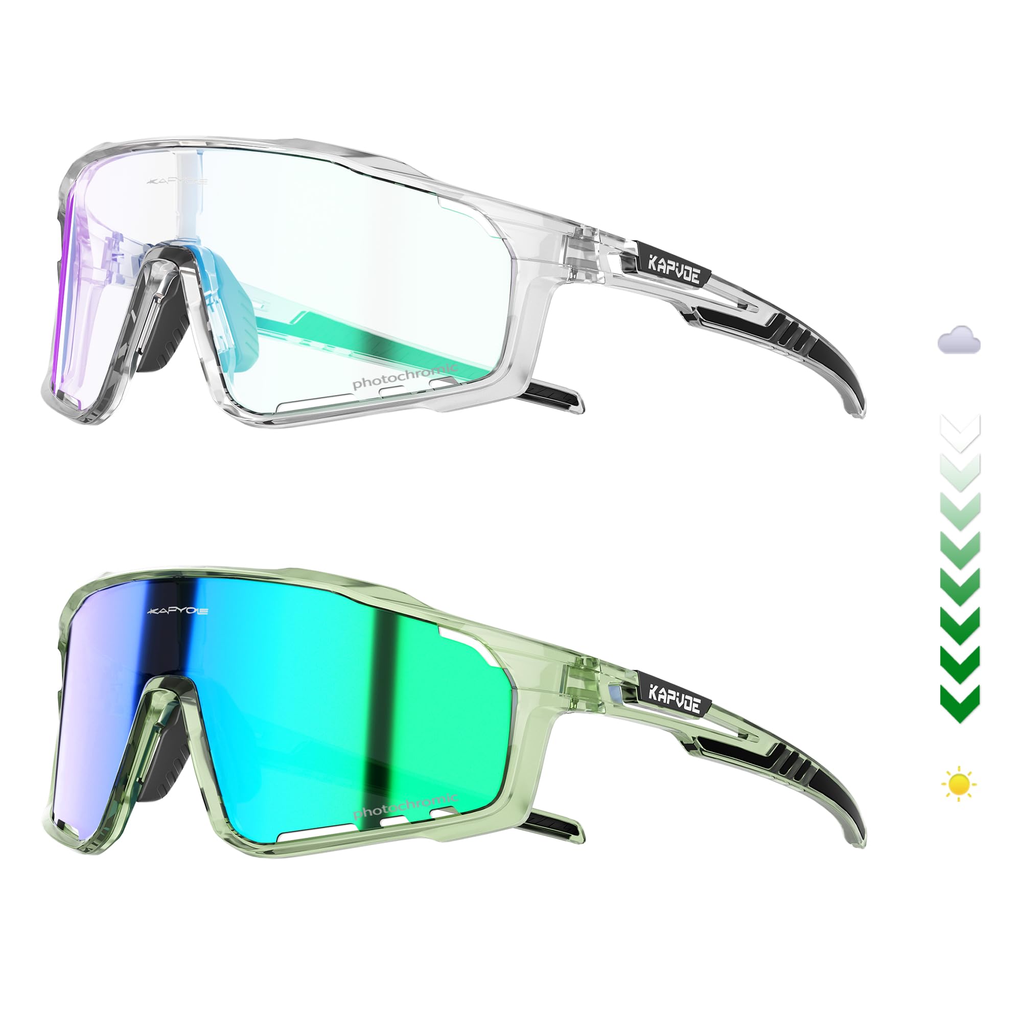 KAPVOE Photochromic Cycling Sunglasses for Men and Women K76