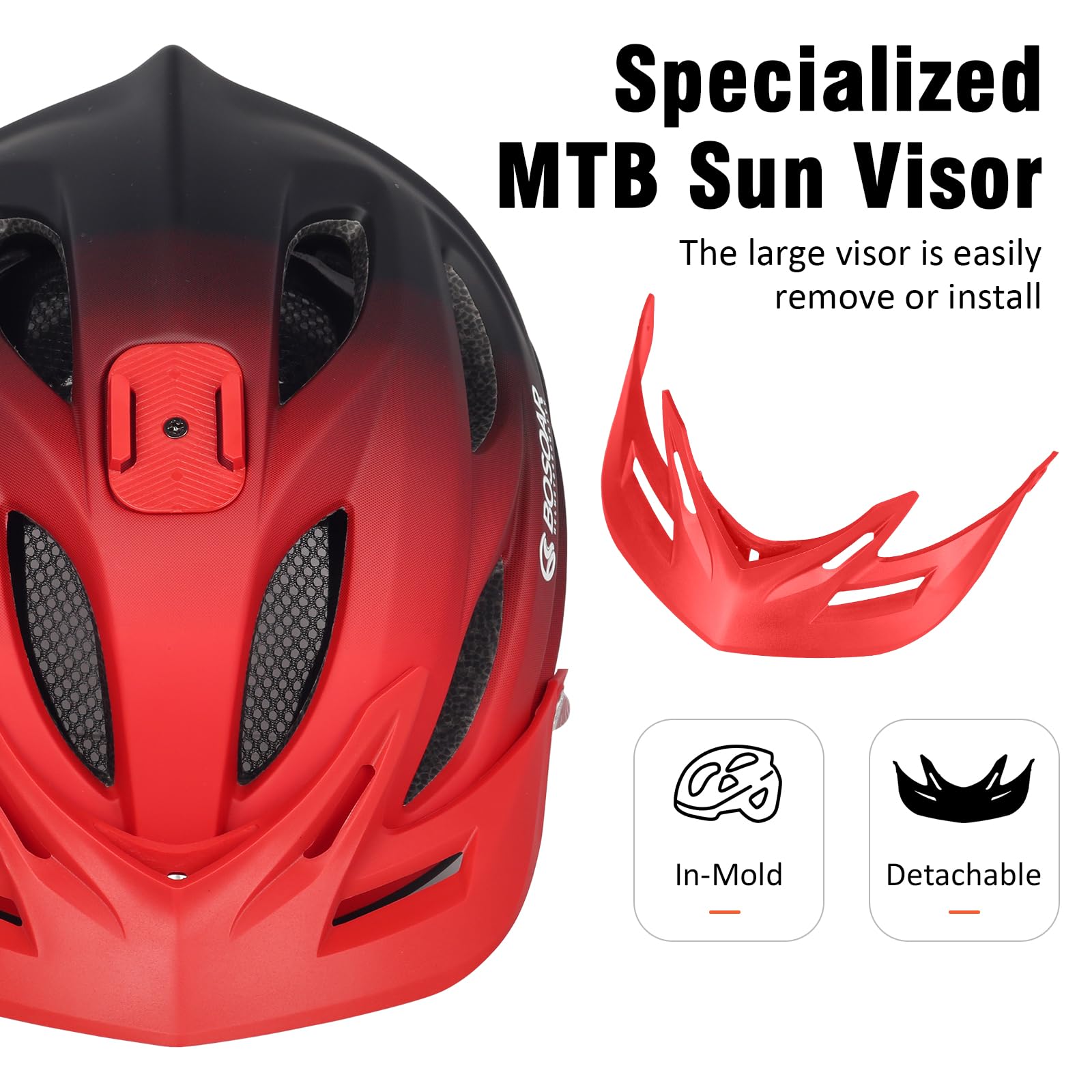 Bosoar Mountain Bike Helmet for Adult Men Women,Fit 55-61 Cm