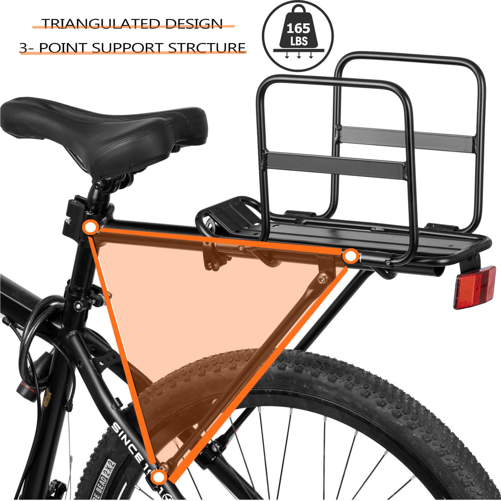 YONTUO Foldable Wide Wings Bike Cargo Rack, Quick Release, Universal, Large Capacity, Height Adjustable Fit 24'-29'