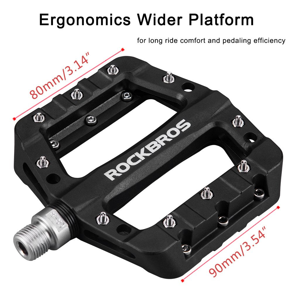 ROCKBROS Nylon Fiber Bike Pedals Lightweight Platform MTB BMX 9/16"