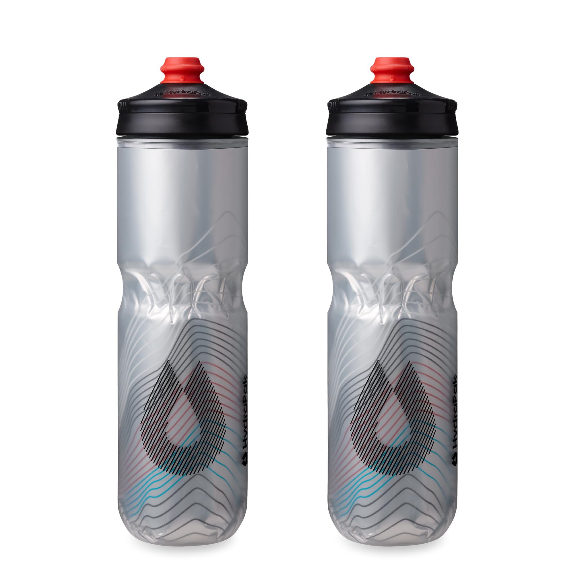 HydraPak | Polar Bottle - Polar Surge Insulated Bike Water Bottle 2-Pack - High Flow, Cycling & Sports Squeeze Bottle (Ascent Black, 700ml / 24oz)