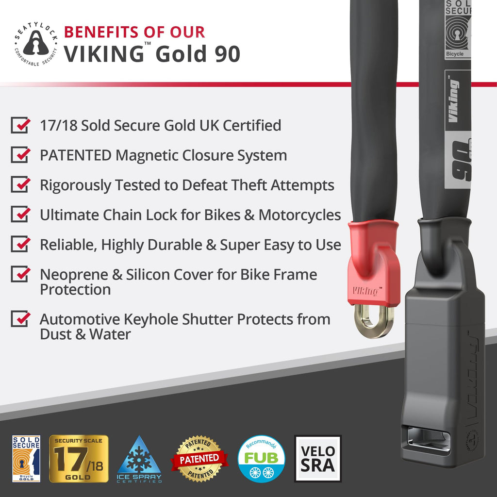 Seatylock Viking Sold Secure Magnetic Patented Robust Bike Chain Lock