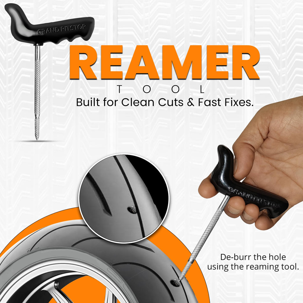 GRAND PITSTOP Tubeless Tire Gun Puncture Repair Kit with Mushroom Plug for Tyre Punctures and Flats on Cars, Motorcycles, ATV, Trucks & Tractors
