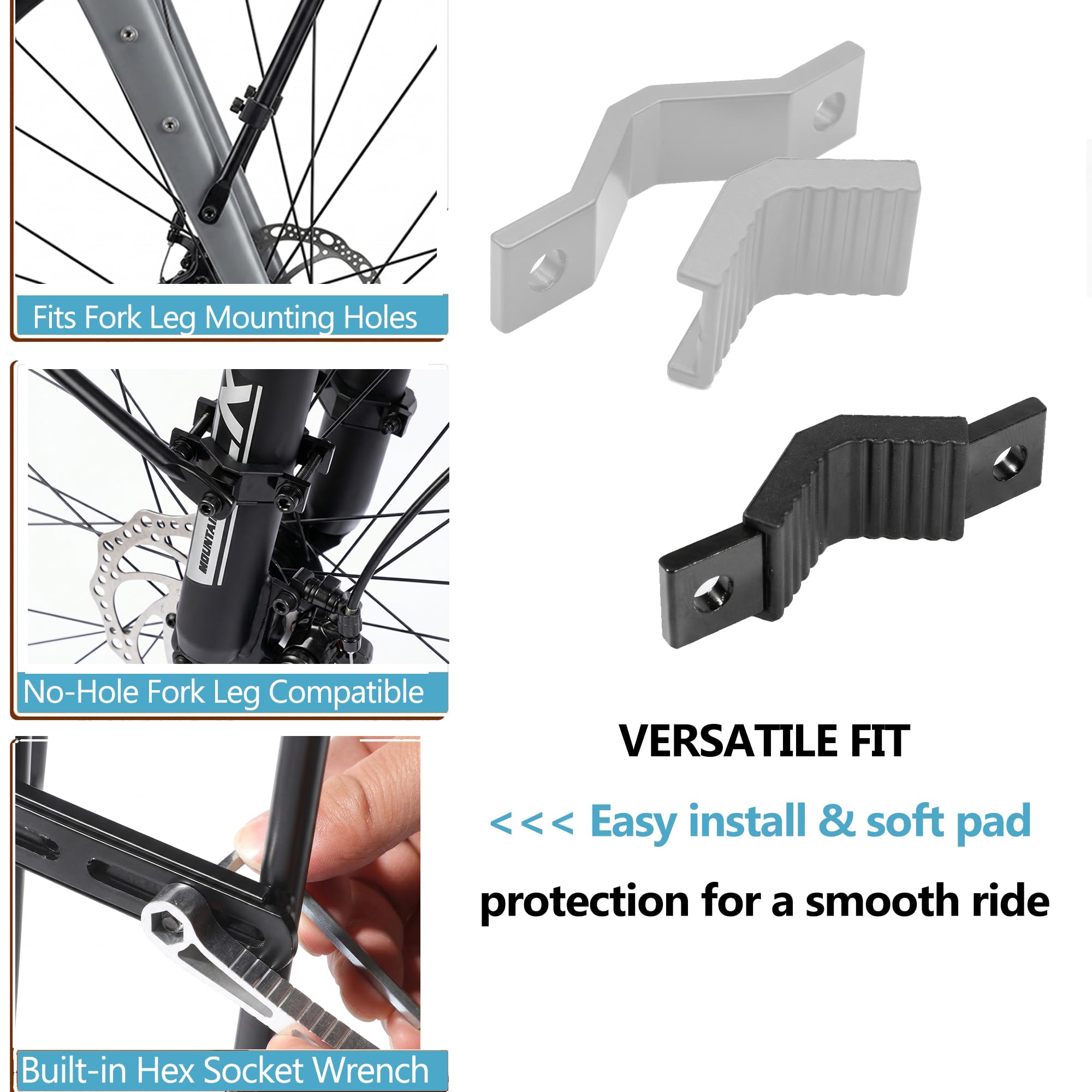 Bike Front Rack - Front Bicycle Cargo Rack with Support Struts & Adjustable Straps - Aluminium Front Cargo Pizza Rack, Stable & No Rattle, Universal Fit for Mountain, Gravel & Touring Bikes
