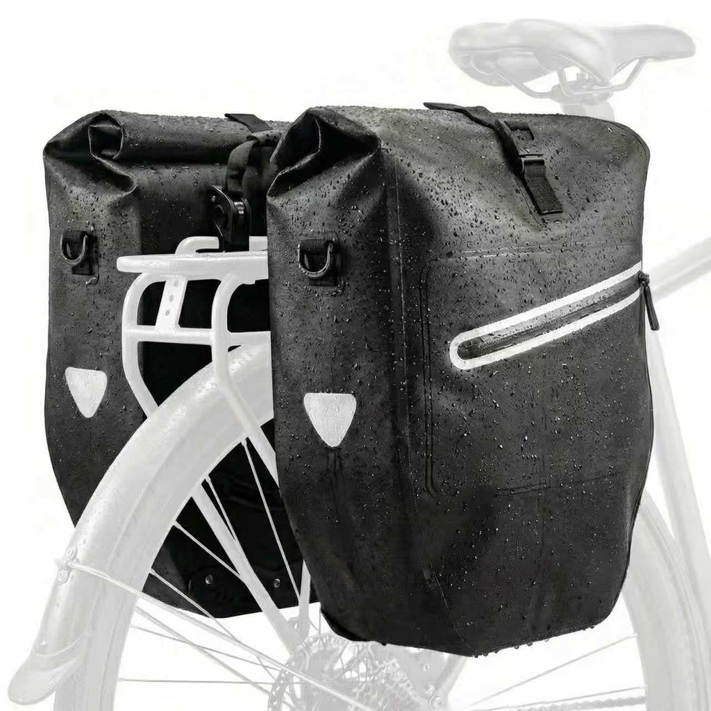 BTLATHA Waterproof Bike Panniers Bag,28L Large Capacity Bicycle Rear Rack Bags with Quick-Release System & Reflective Strips, 500D Heavy Duty Pannier for Commuting Cycling Traveling Touring - 2PC
