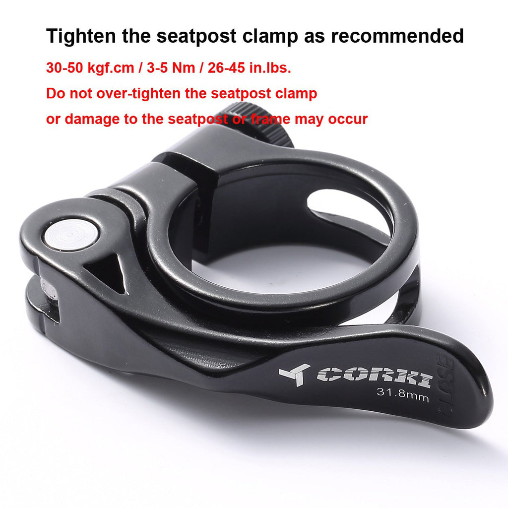 Corki Quick Release Bicycle Seatpost Clamp Sandblasting Anodised Aluminum Alloy 28.6MM/31.8MM/34.9MM Black/Red/Blue KC89