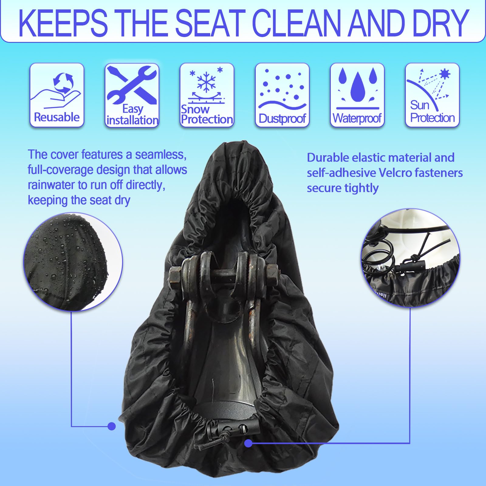 JIAJUNFS Waterproof Bicycle Seat Covers Dustproof Rainproof UV-Resistant and Windproof Easy to Install and Clean Reusable Suitable for Men’s and Women’s Mountain Bike and Narrow Seats(2pcs)