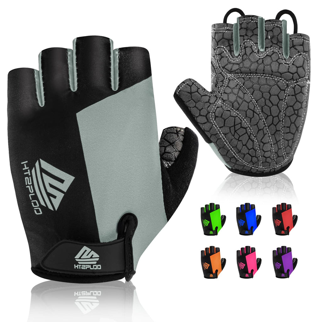 HTZPLOO Bike Gloves for Men Women with Anti-Slip Shock-Absorbing Pad, Light Weight Half-Finger Cycling Gloves