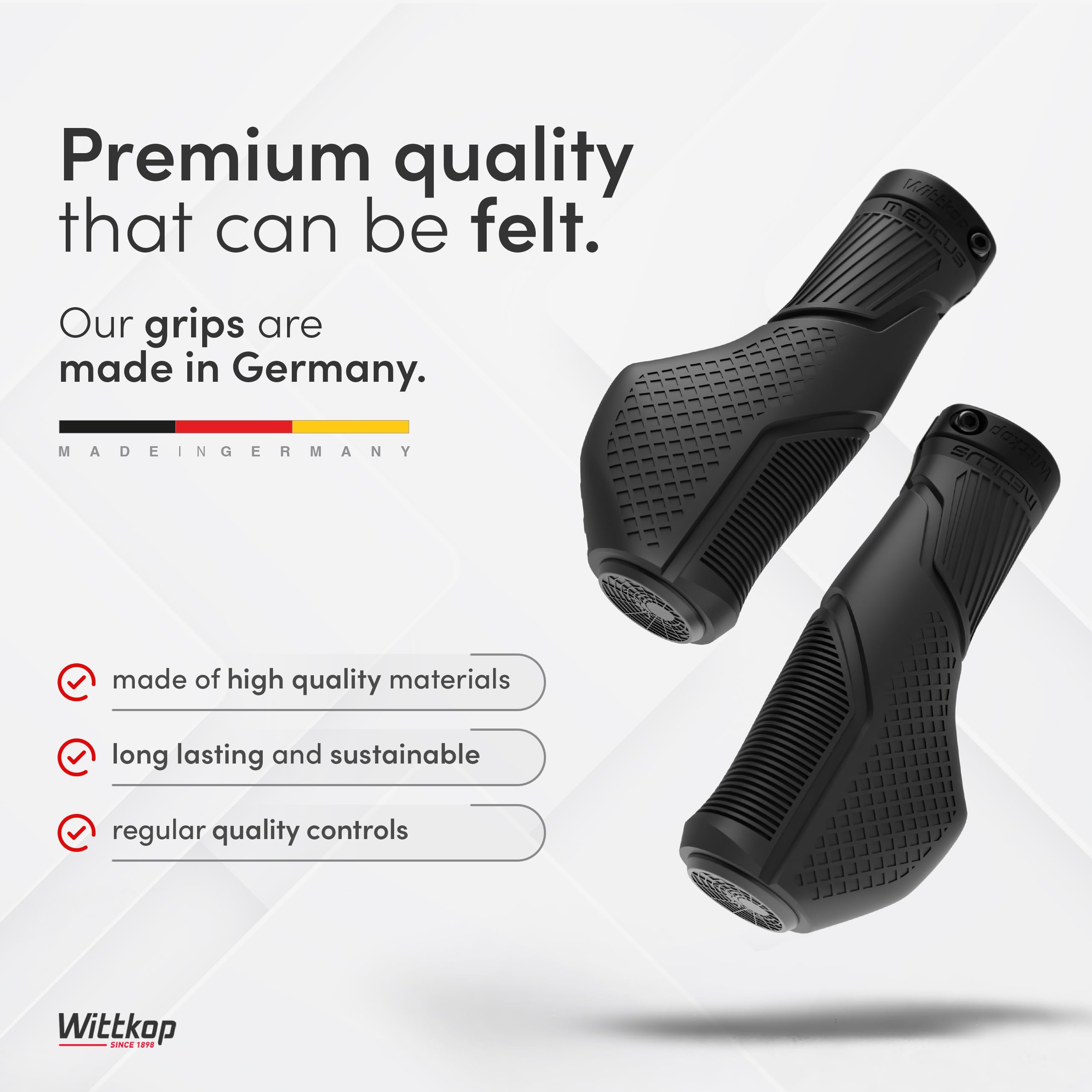 Wittkop Bike Grips With Innovative 3-Zone Design Made in Germany - Ergonomic Non-Slip Comfort and EFC Zones for Optimized Grip & Comfort - Handlebar