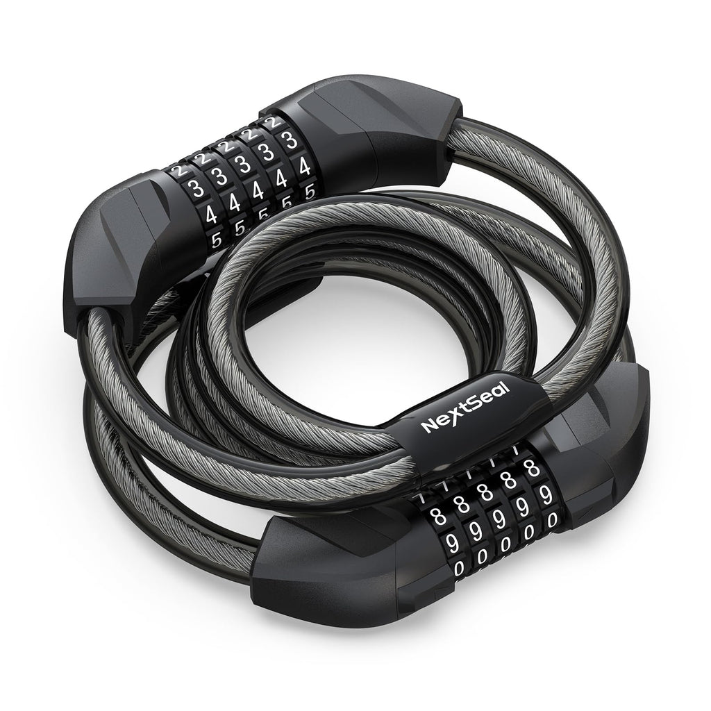 NextSeal Electric Scooter Lock, Bike Lock with 5-Digit Combination, 12MM Dual Cable Locks, Security 41.3inch Feet Bicycle Lock Anti Theft for Scooter, Bicycle, E-Bike, Electric Scooter Accessories