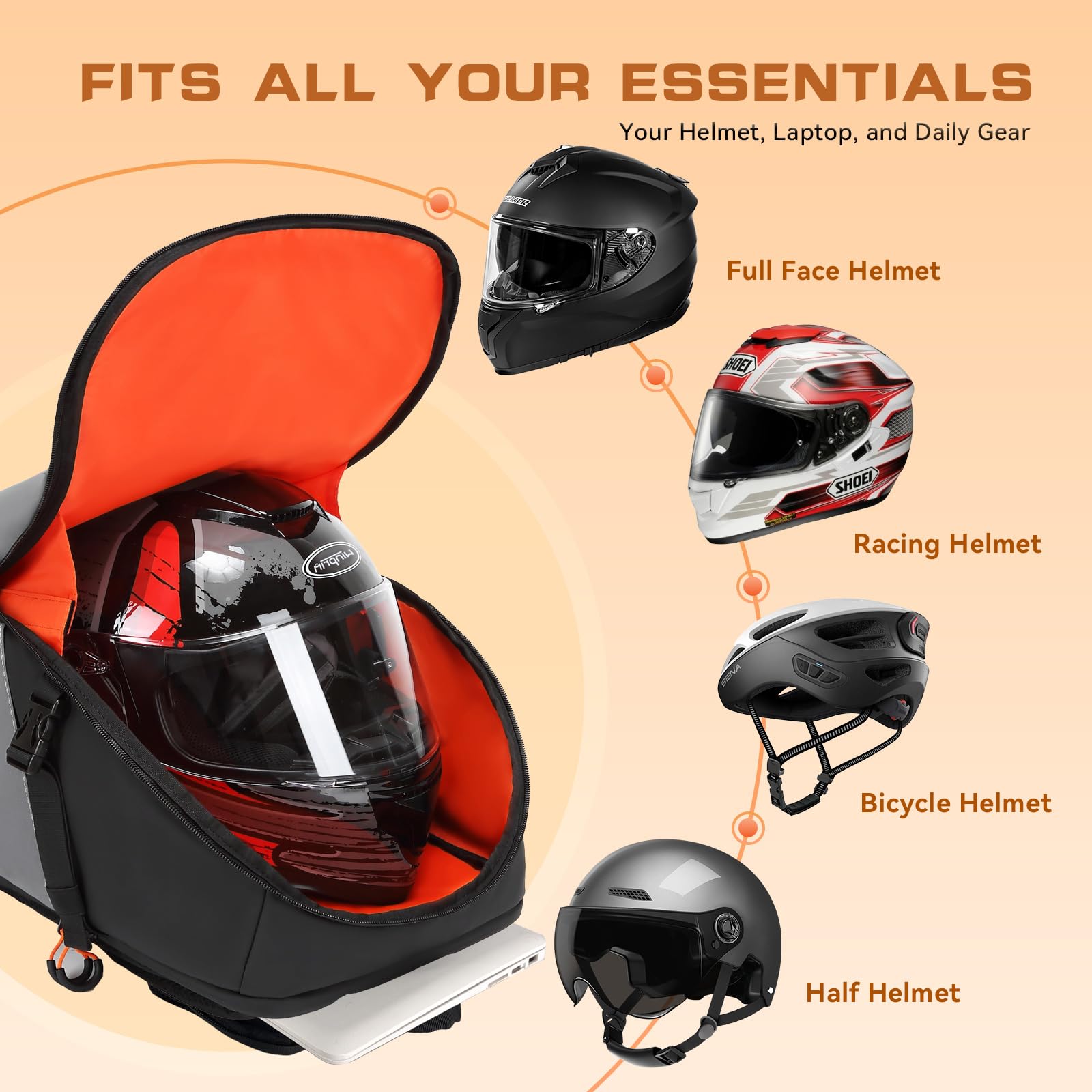 WINPRIM Motorcycle Helmet Backpack