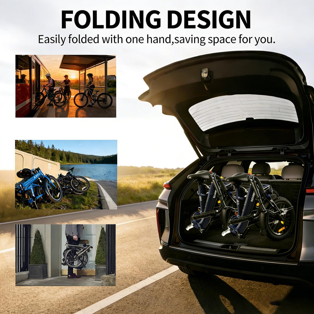 Folding Bike Pedals, Mountain Bike Pedals CNC Aluminum Bicycle Flat Pedals, 9/16'' with Reflective Strips | Non-Slip | Waterproof | Wide Flat Cycling Pedals for E-Bike, Urban Commute, MTB Bikes