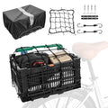YEEGO DIRECT Bike Basket Rear,Foldable Bike Cargo Basket, Plastic Collapsible Basket for Bicycle, Rear Bike Baskets Storage Bike Milk Crate Rear Rack,Waterproof Cover for Outings,Pets E-Bike