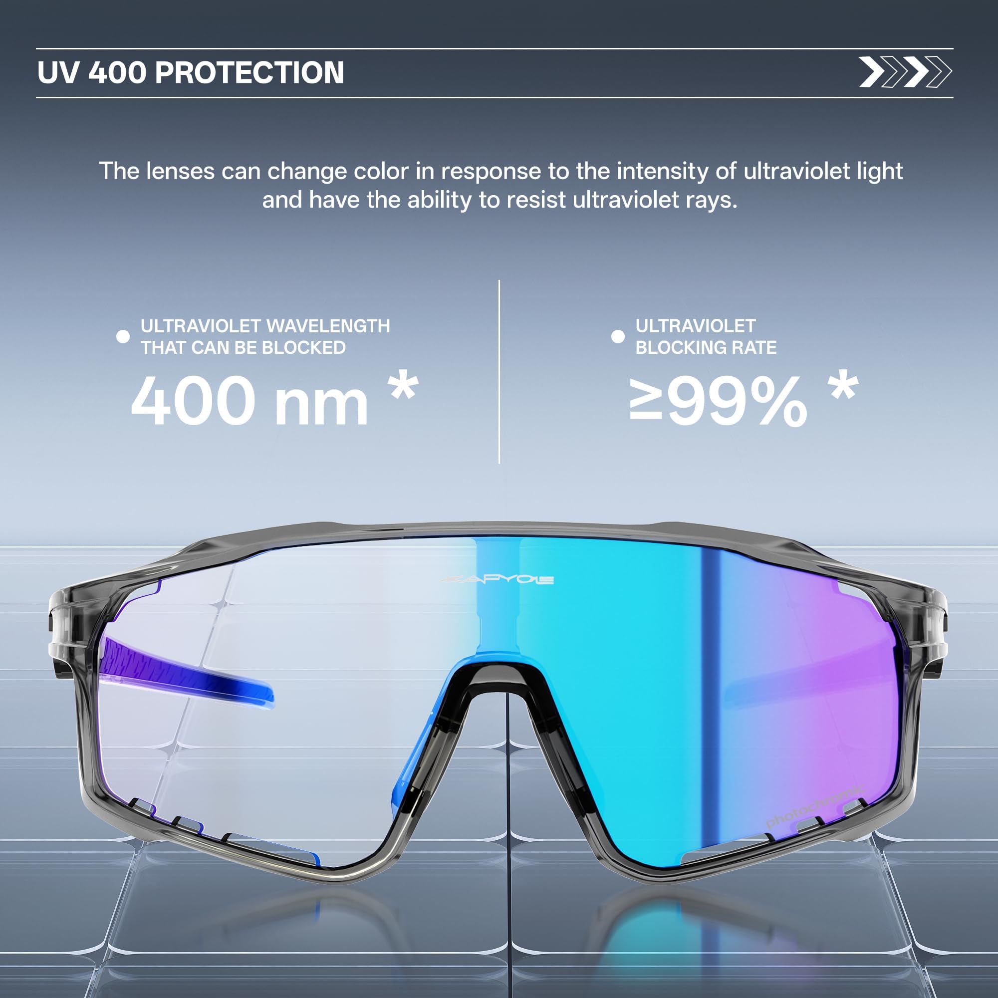 KAPVOE Photochromic Cycling Sunglasses for Men and Women K76