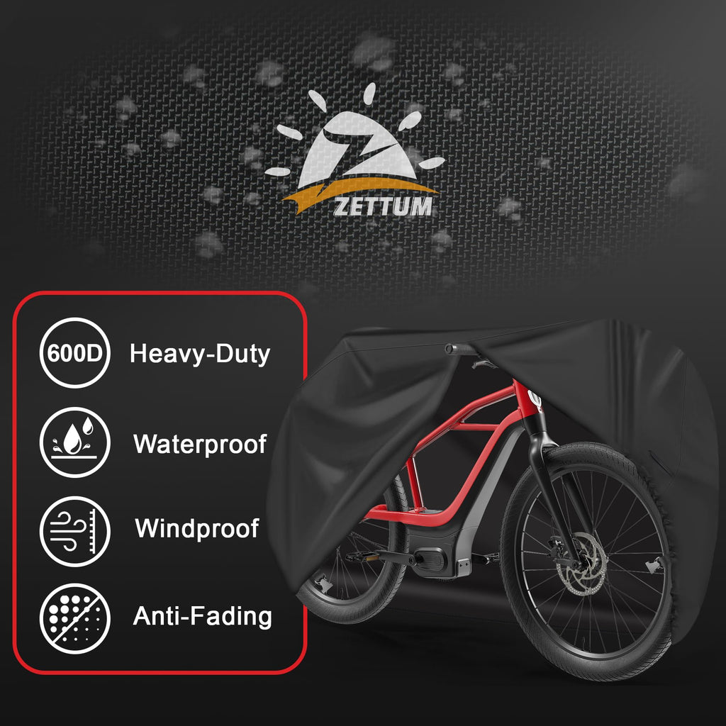 Zettum Bike Cover - 600D Bike Cover Outdoor Storage Waterproof & Heavy Duty, Premium Bicycle Covers for eBike, Mountain Bike, Road Bike, Hybrid Bike, Beach Cruiser Bike, Scooter, and More