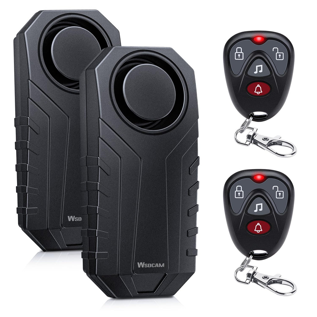 WSDCAM Bike Alarm with Remote 2 Pack, 113dB Wireless Anti-Theft Vibration Motorcycle Bicycle Alarm Vehicle Security Alarm System