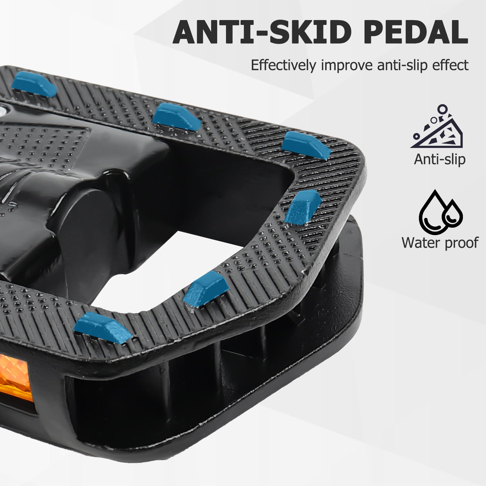 Folding Bike Pedals, Mountain Bike Pedals CNC Aluminum Bicycle Flat Pedals, 9/16'' with Reflective Strips | Non-Slip | Waterproof | Wide Flat Cycling Pedals for E-Bike, Urban Commute, MTB Bikes