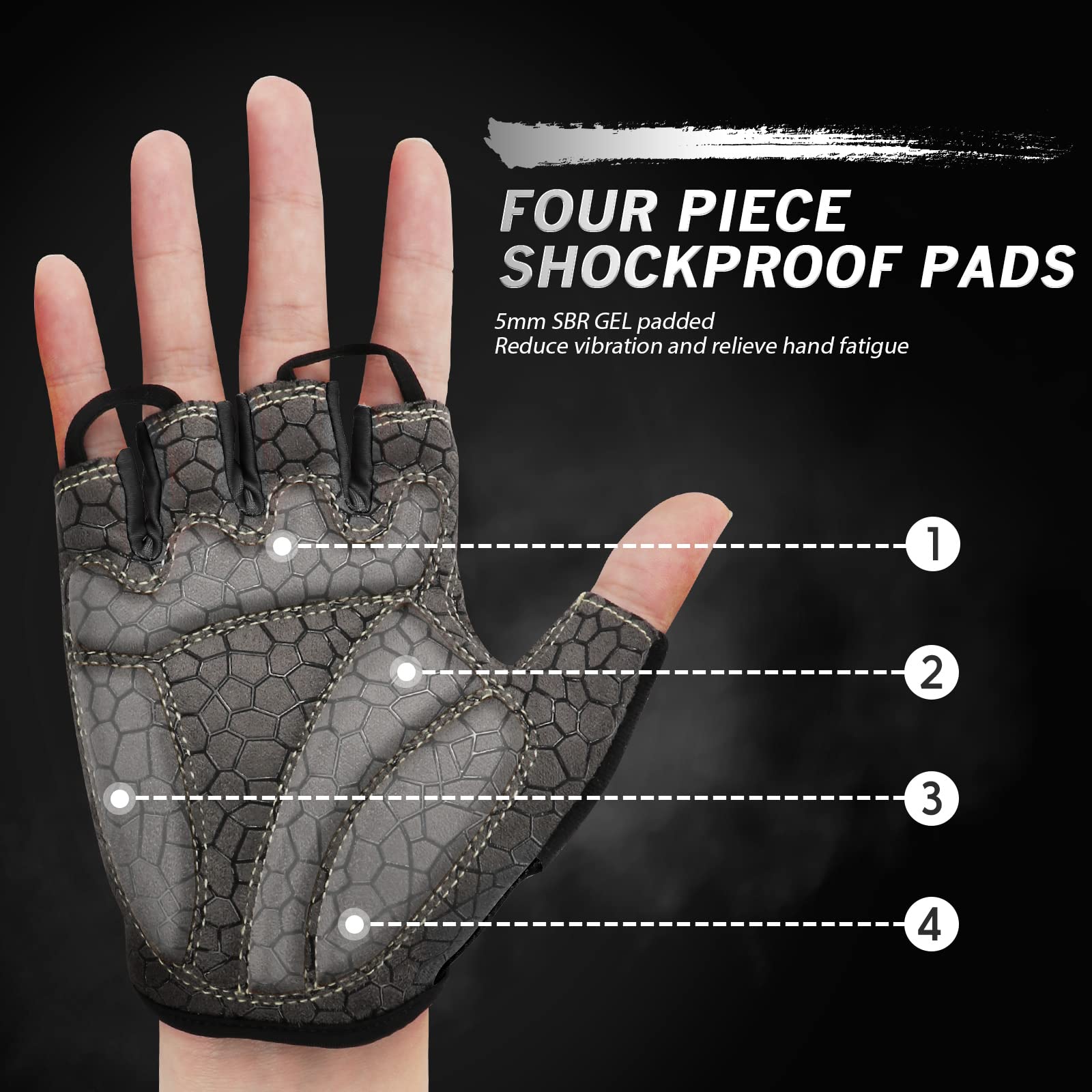 HTZPLOO Bike Gloves for Men Women with Anti-Slip Shock-Absorbing Pad, Light Weight Half-Finger Cycling Gloves
