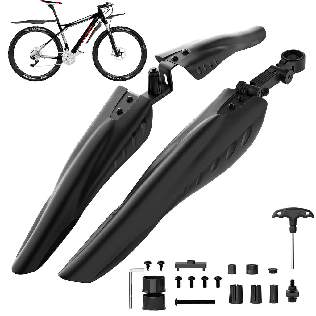Cooryda Bike Mudguard Set, Adjustable Bicycle Mudguards - Front and Rear Mud Flaps for MTB, Road Bike - Fits 24/26/27.5 inch Wheels