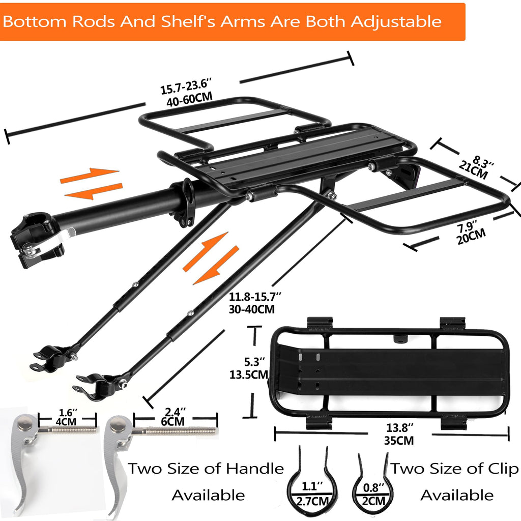 YONTUO Foldable Wide Wings Bike Cargo Rack, Quick Release, Universal, Large Capacity, Height Adjustable Fit 24'-29'