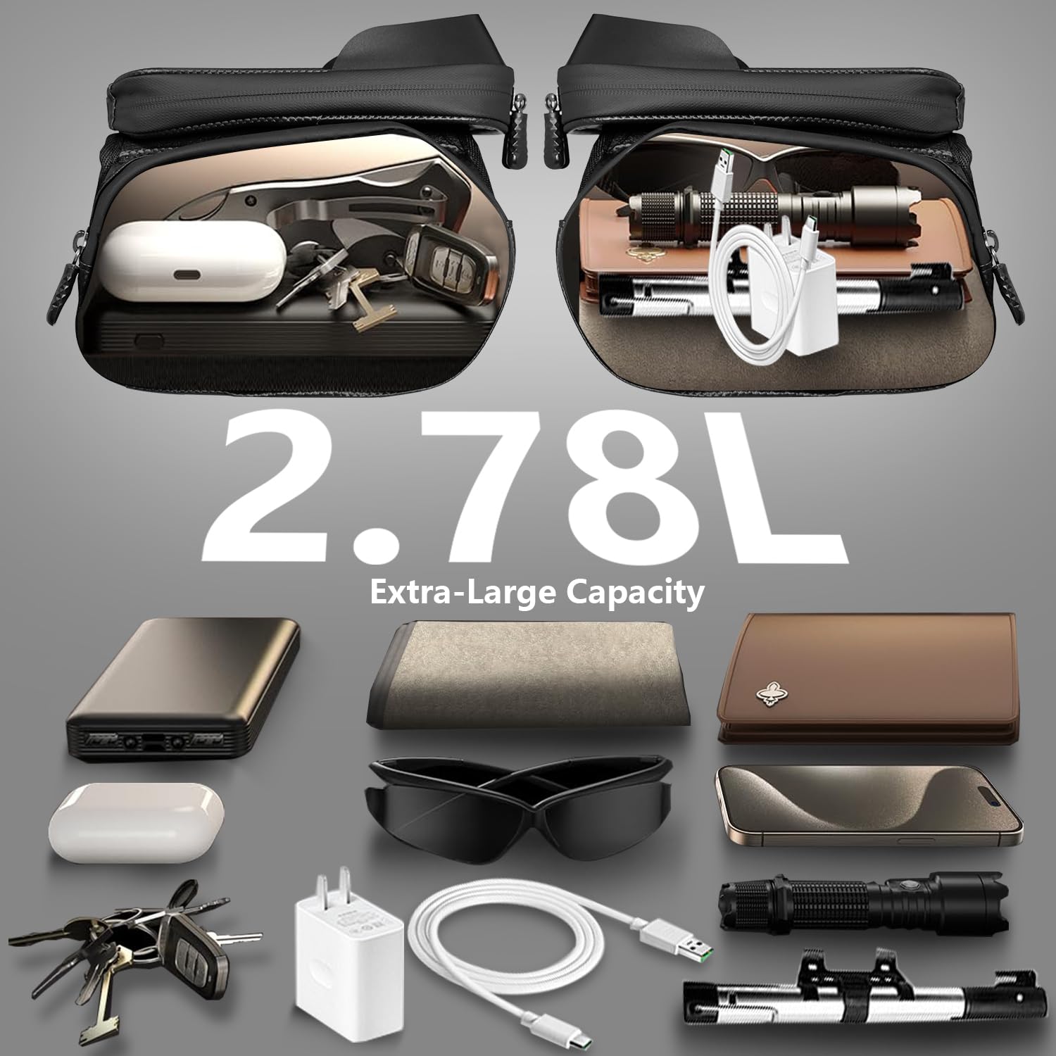 Bike Frame Bag Waterproof, Touchscreen Phone Holder for Top Tube & Ebike