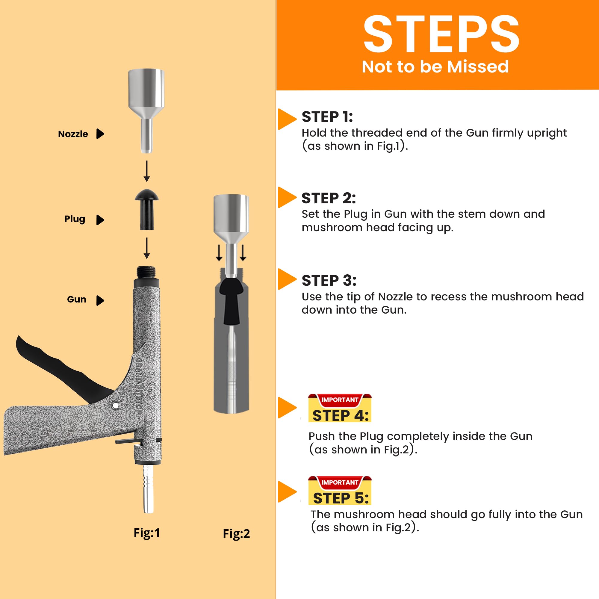 GRAND PITSTOP Tubeless Tire Gun Puncture Repair Kit with Mushroom Plug for Tyre Punctures and Flats on Cars, Motorcycles, ATV, Trucks & Tractors