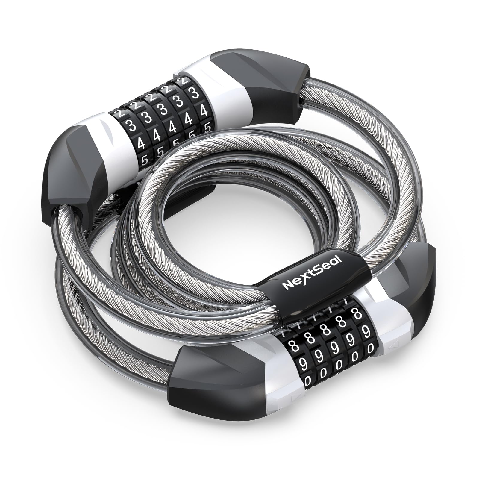 NextSeal Electric Scooter Lock, Bike Lock with 5-Digit Combination, 12MM Dual Cable Locks, Security 41.3inch Feet Bicycle Lock Anti Theft for Scooter, Bicycle, E-Bike, Electric Scooter Accessories