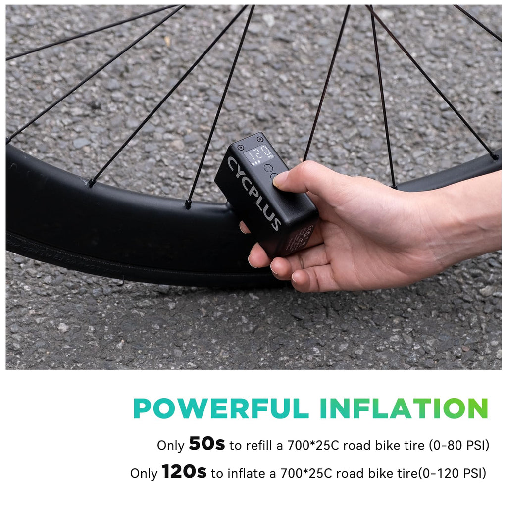 CYCPLUS Tiny Electric Bike Pump AS2Pro, 120g, Aluminum Alloy Shell, Black