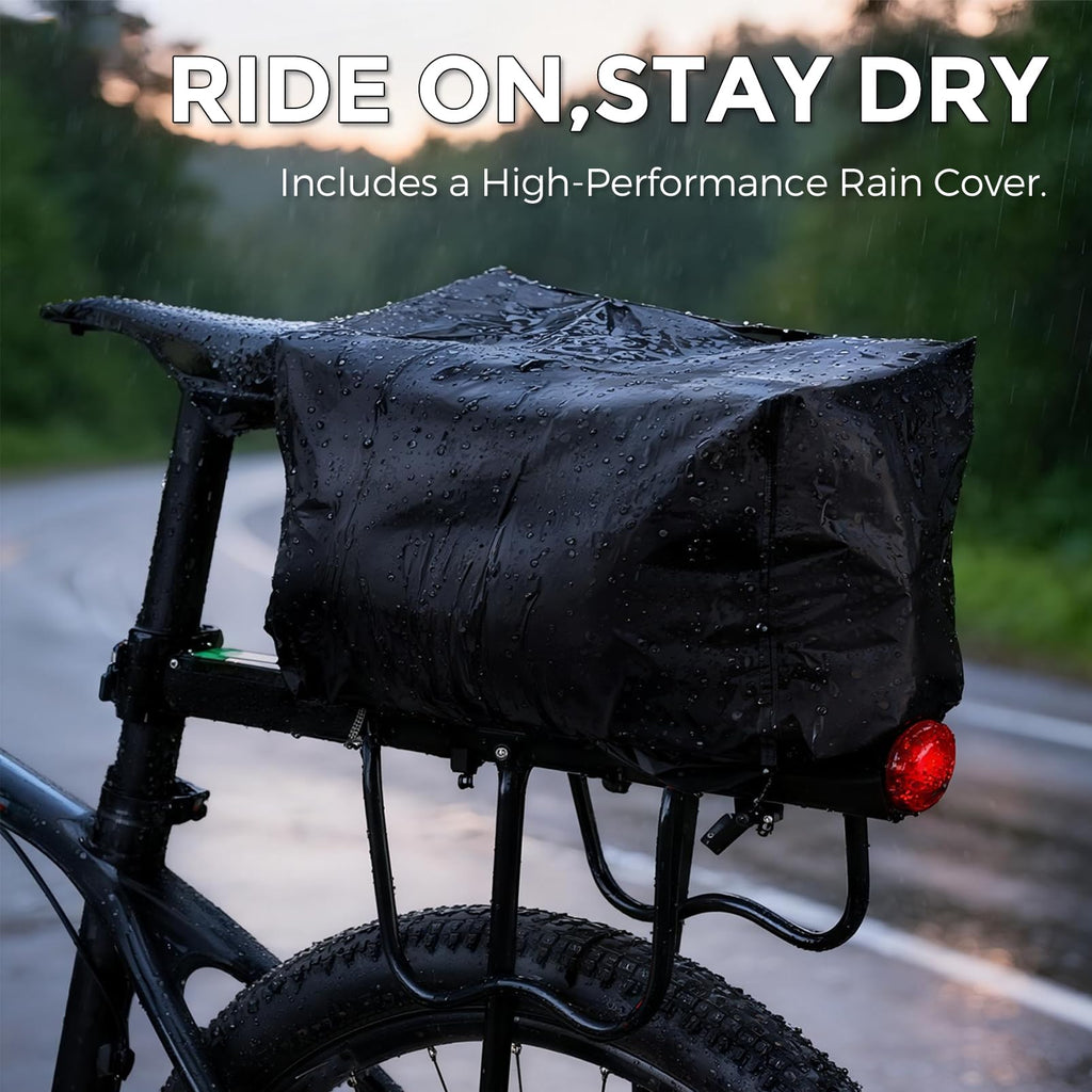 ROCKBROS 15L Bike Rear Rack Bag Shoulder Pannier Trunk Bag with Rain Cover