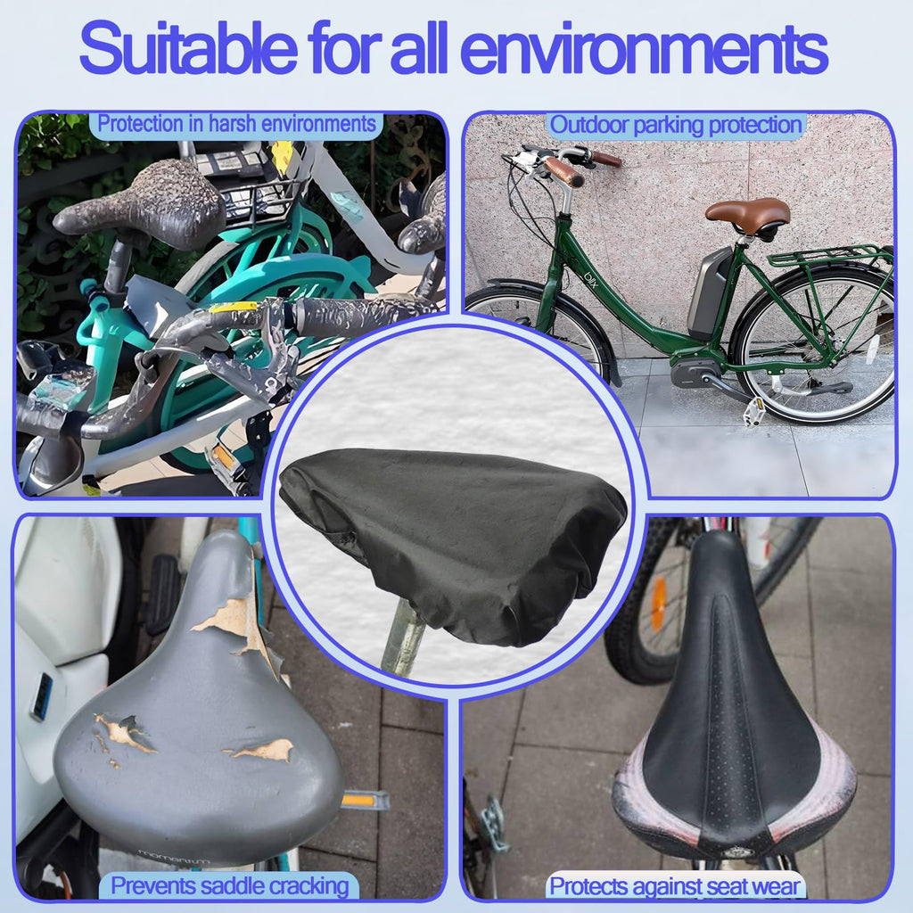 JIAJUNFS Waterproof Bicycle Seat Covers Dustproof Rainproof UV-Resistant and Windproof Easy to Install and Clean Reusable Suitable for Men’s and Women’s Mountain Bike and Narrow Seats(2pcs)