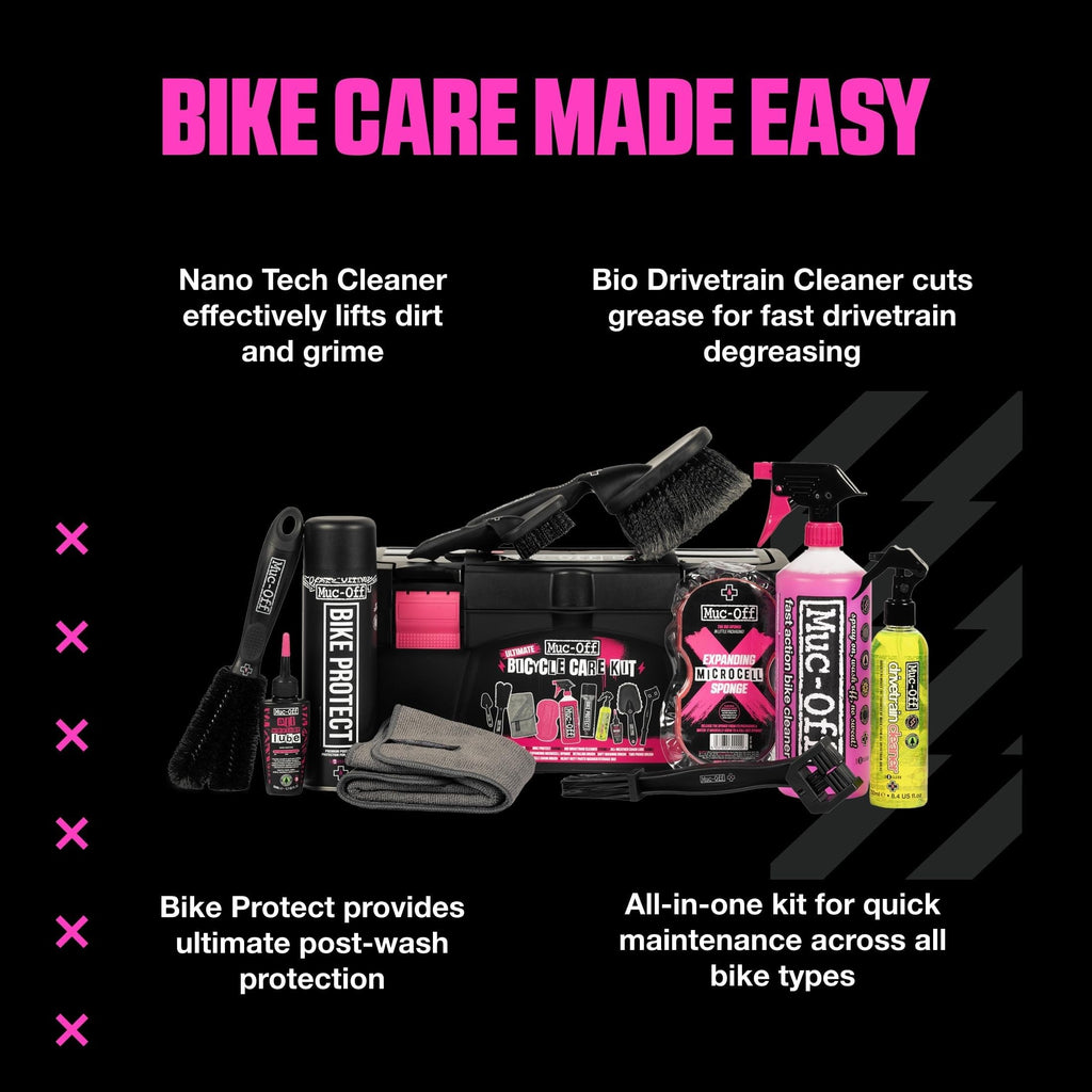 Muc Off Ultimate Bicycle Cleaning Kit - Must-Have Kit to Clean, Protect and Lube Your Bike - Includes Bike Cleaner, Bike Protect, Brushes and More