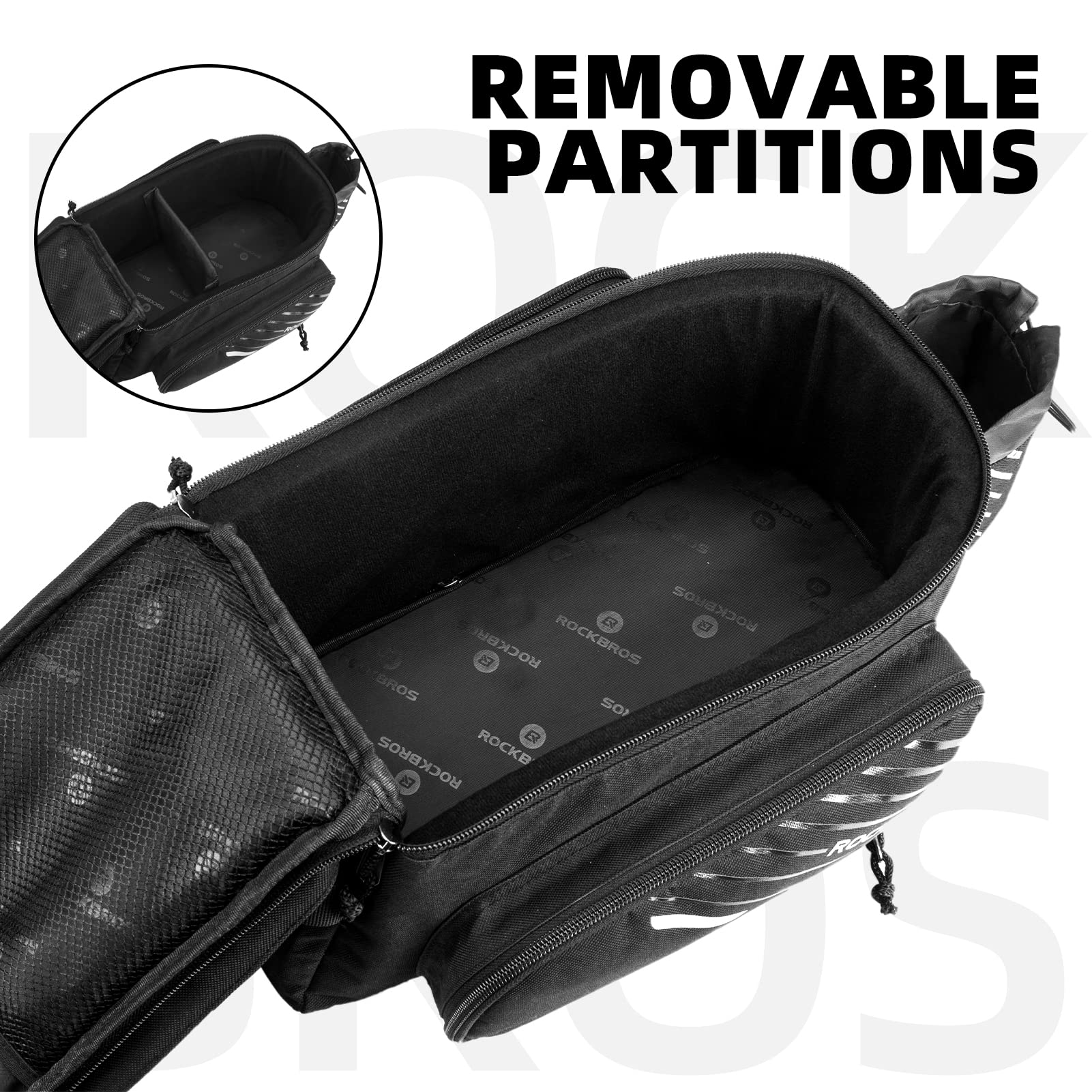 ROCKBROS 15L Bike Rear Rack Bag Shoulder Pannier Trunk Bag with Rain Cover
