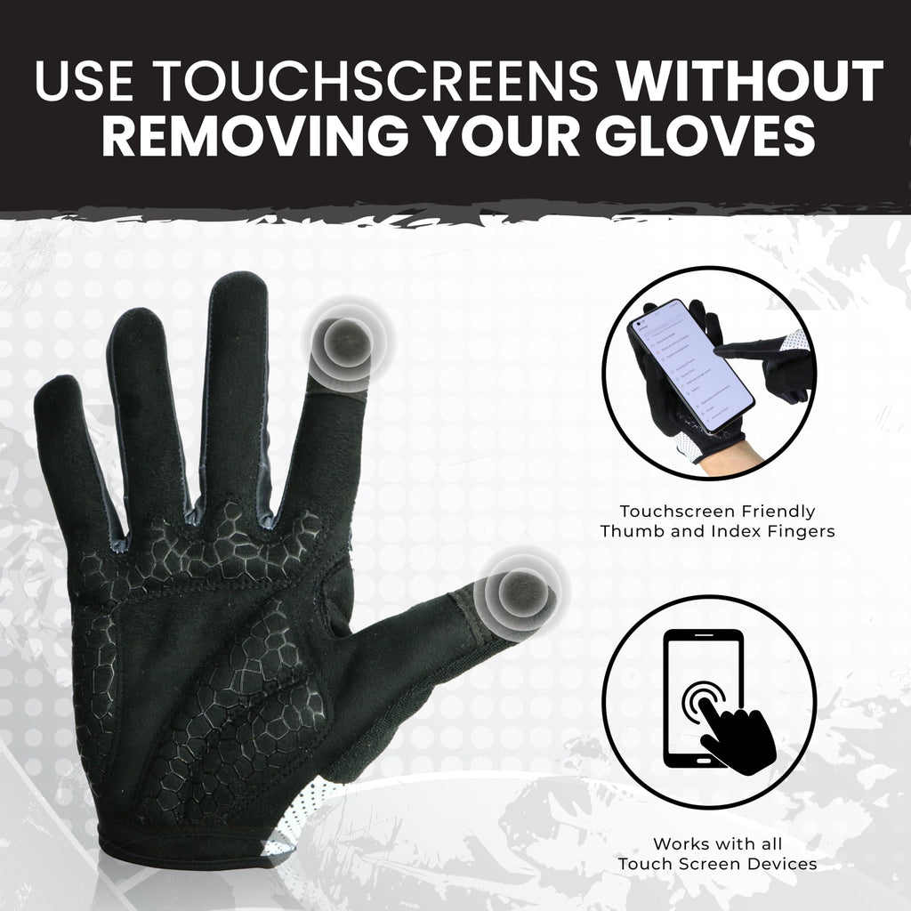 LuxoBike Bike Gloves for Men Women with Anti-Slip Shock-Absorbing Riding Pad, Light Weight Full Finger Cycling Gloves Touch Screen Breathable Mountain Biking Road Bicycle