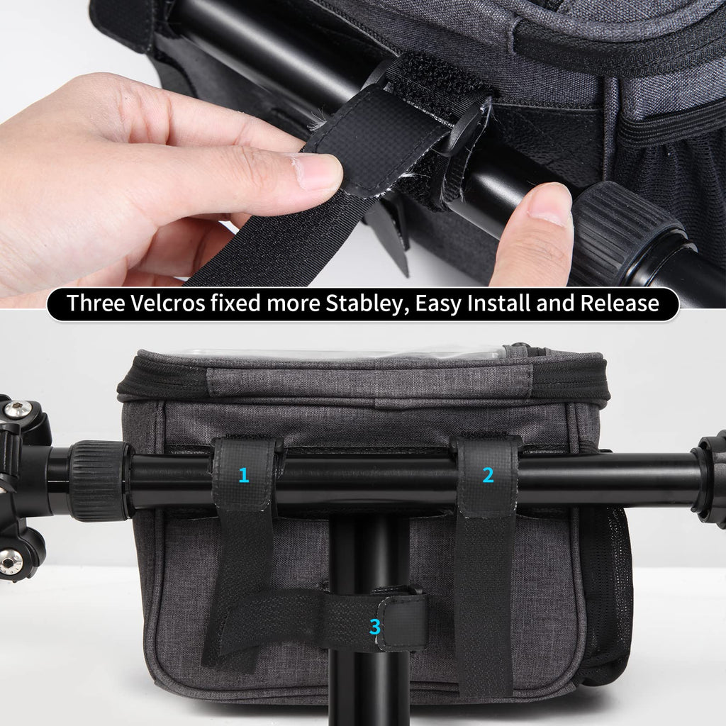 JXLHZLF Bike Handlebar Bag,Large Bicycle Front Storage Pouch Bag,6.5 inch Transparent Pouch with Shoulder Strap