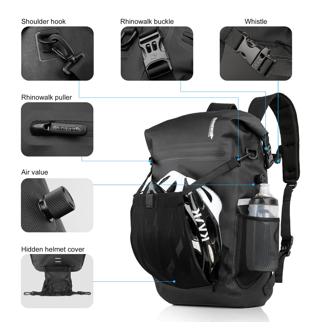 Rhinowalk Bike Pannier Bag Waterproof 22L Bicycle Rear Rack Trunk Bag for Cycling Bicycling Traveling Riding