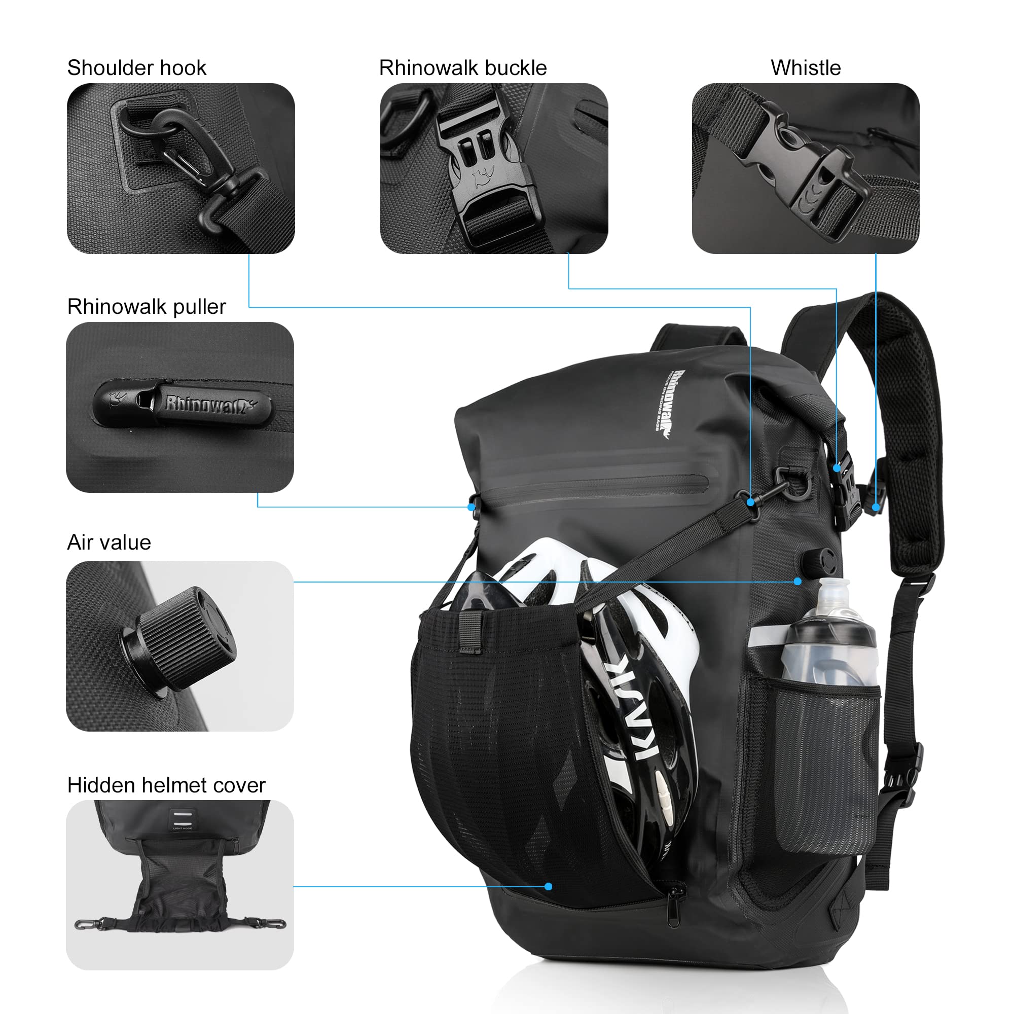 Rhinowalk Bike Pannier Bag Waterproof 22L Bicycle Rear Rack Trunk Bag for Cycling Bicycling Traveling Riding