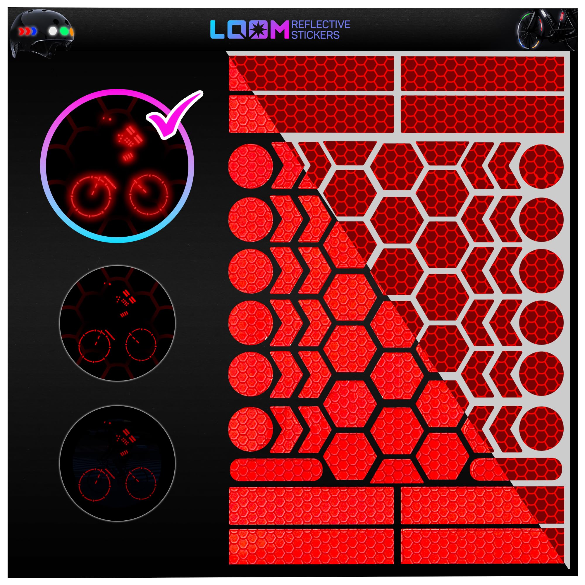 LOOM® Reflective Stickers for Bikes & Helmets