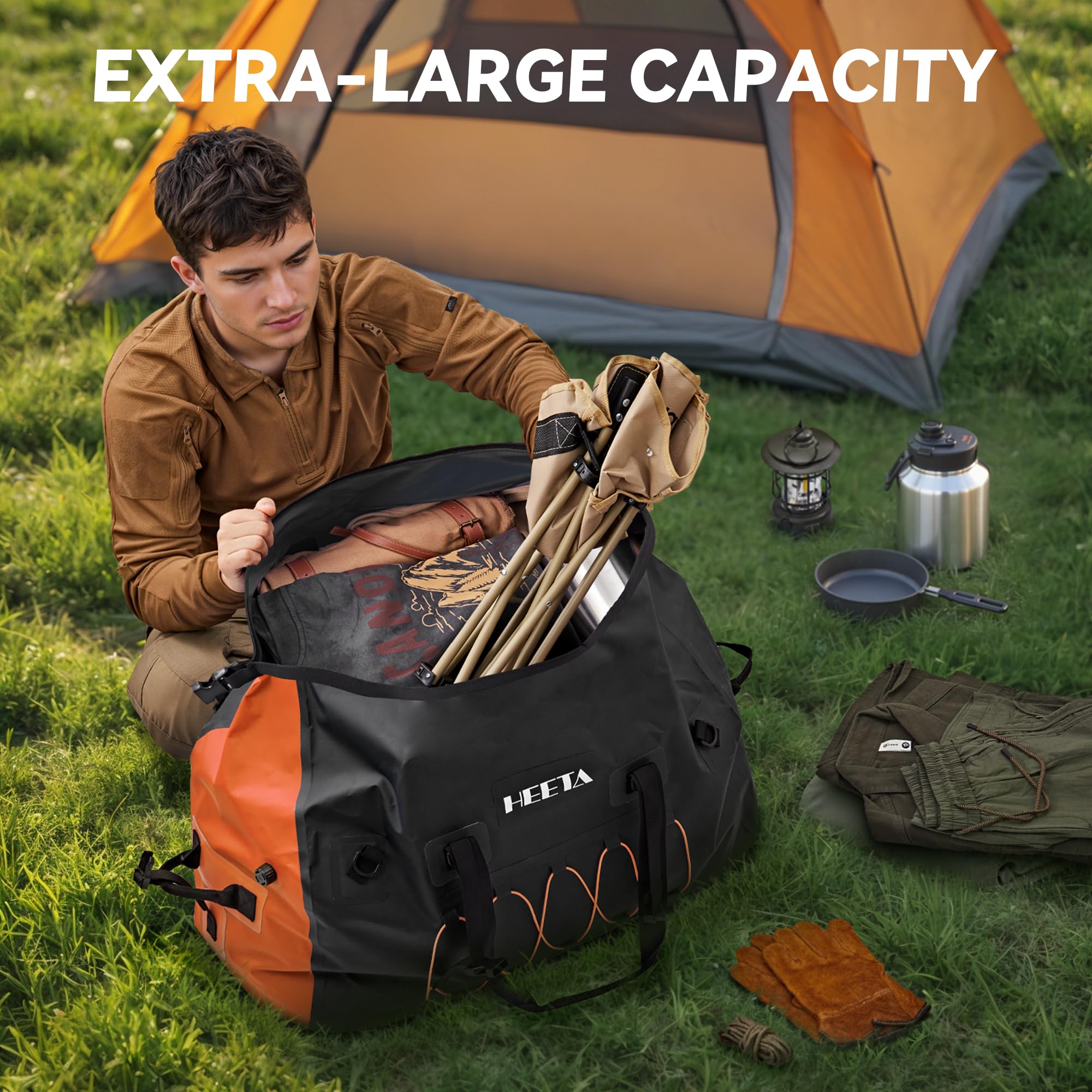 HEETA Waterproof Duffel Bag Travel Motorcycle Dry Bag Backpack 60L/80L/110L